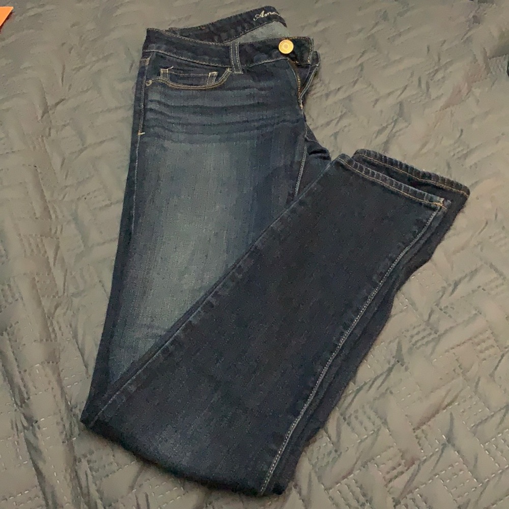 Dark wash long skinny jeans!